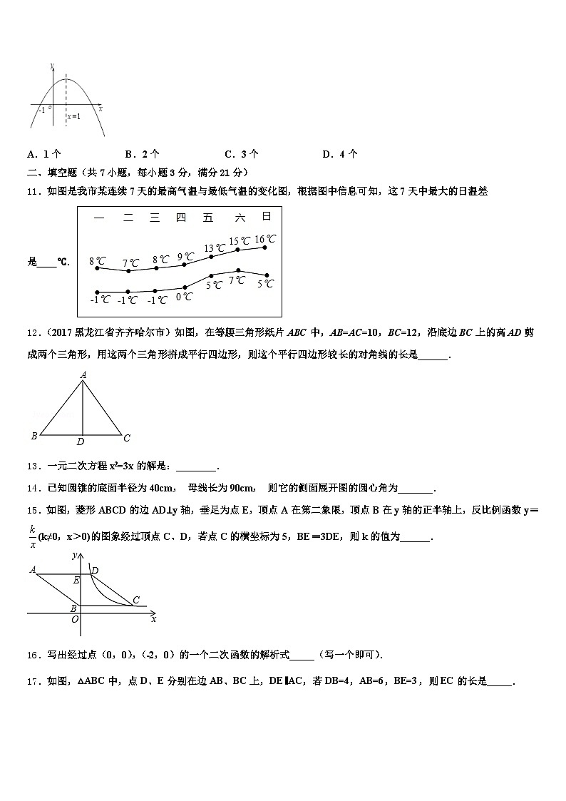 2024-2025学年朔州市中考四模数学试题含解析第3页