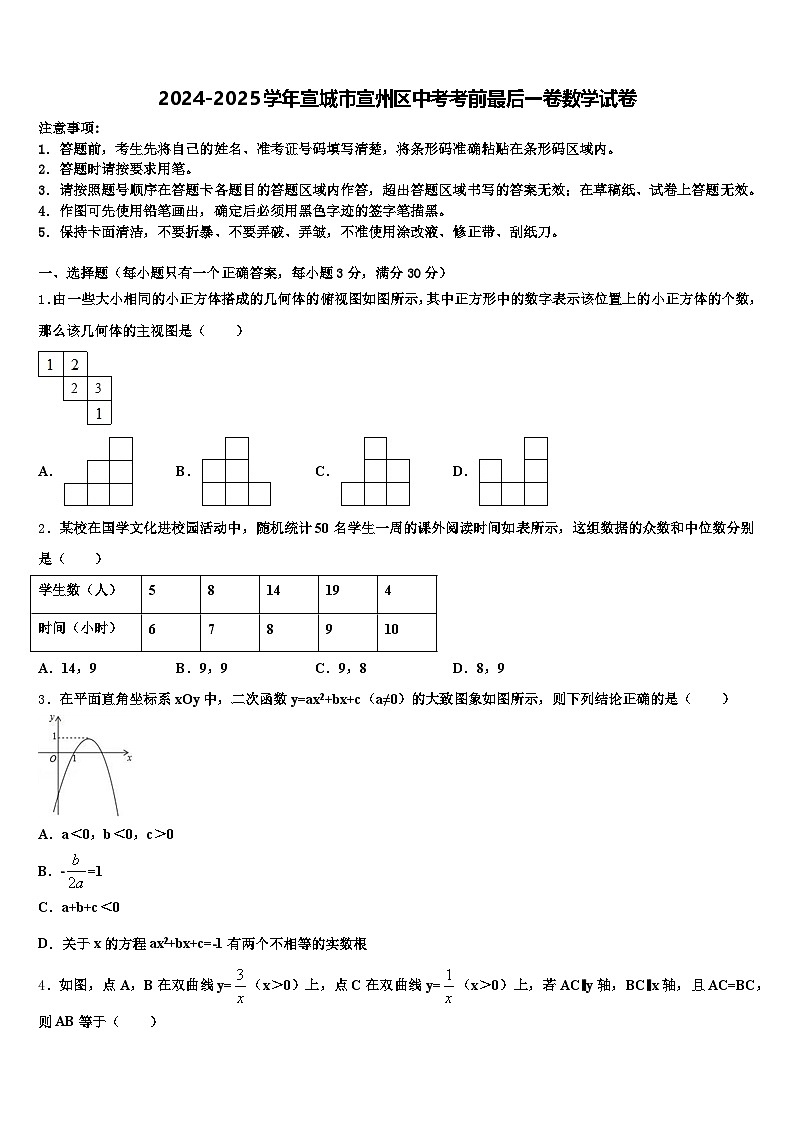 2024-2025学年宣城市宣州区中考考前最后一卷数学试卷含解析第1页