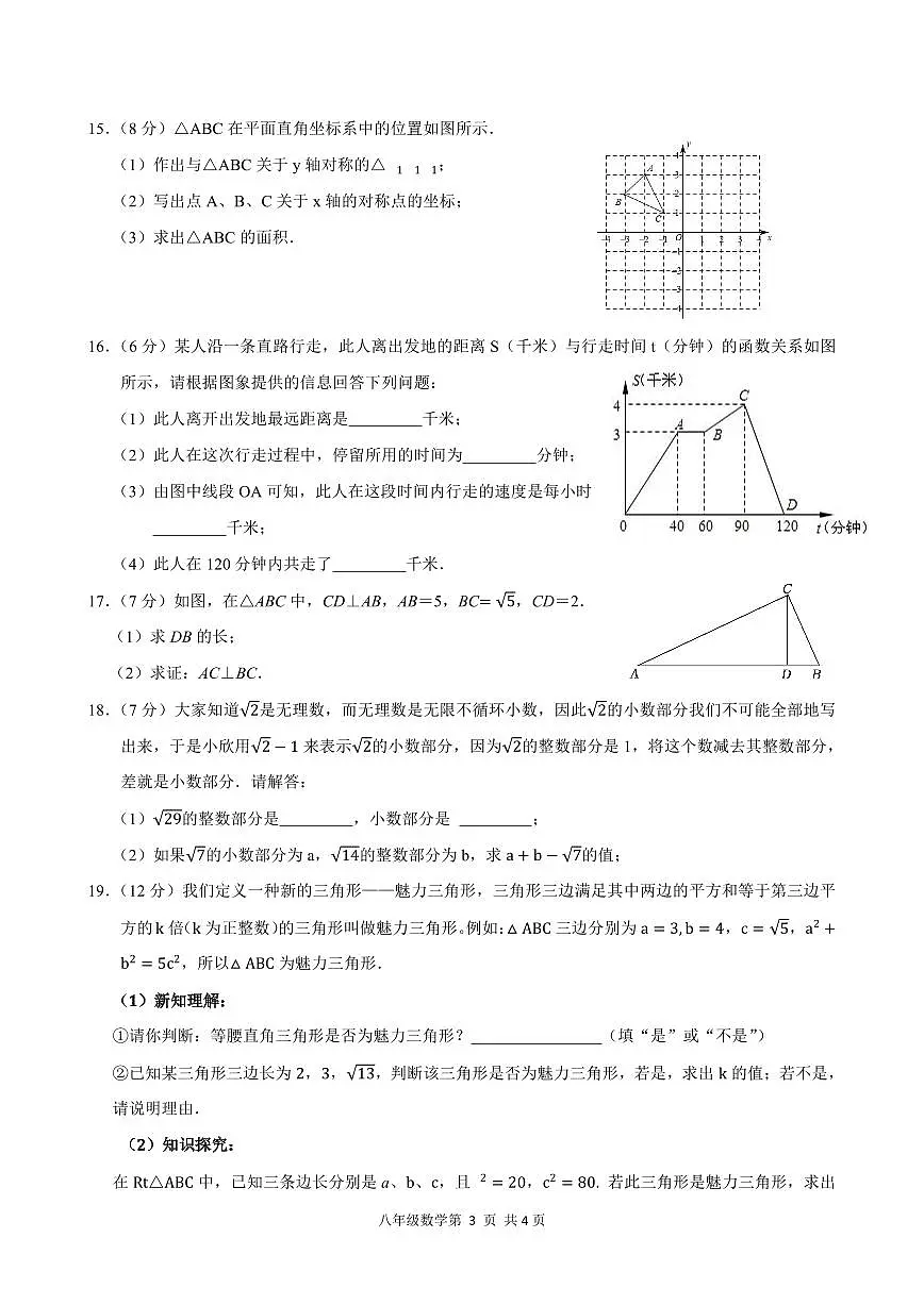 2024-2025学年深圳市罗湖区八年级上学期期中数学试卷第3页