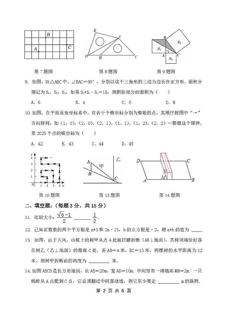 河南省郑州市桐柏一中2025-2026学年上学期八年级数学月考试题第2页