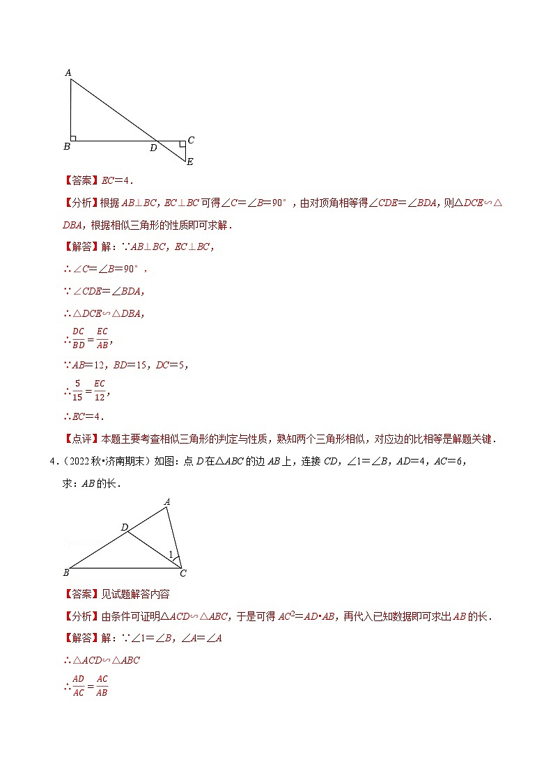 专题2.14相似三角形的性质与判定大题专练（期末培优30题）-2023-2024学年九年级数学上学期复习备考高分秘籍【人教版】（解析版）第3页