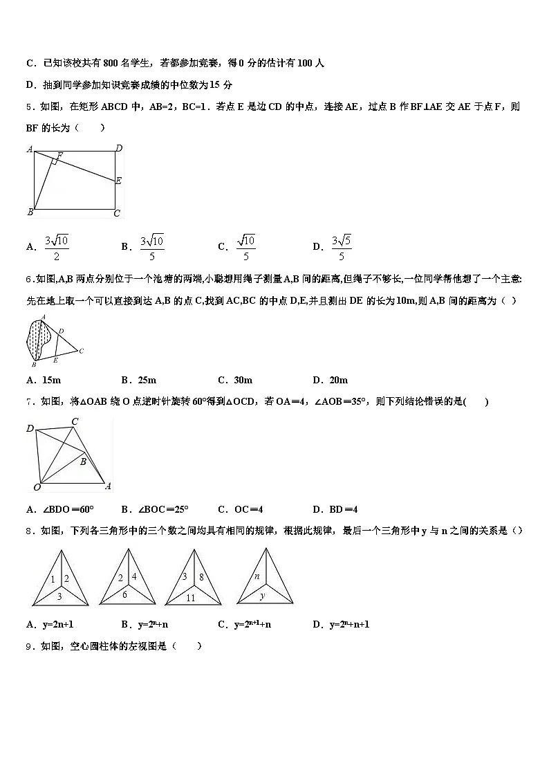 2025届湖南省长沙市雨花区中考联考数学试卷含解析第2页