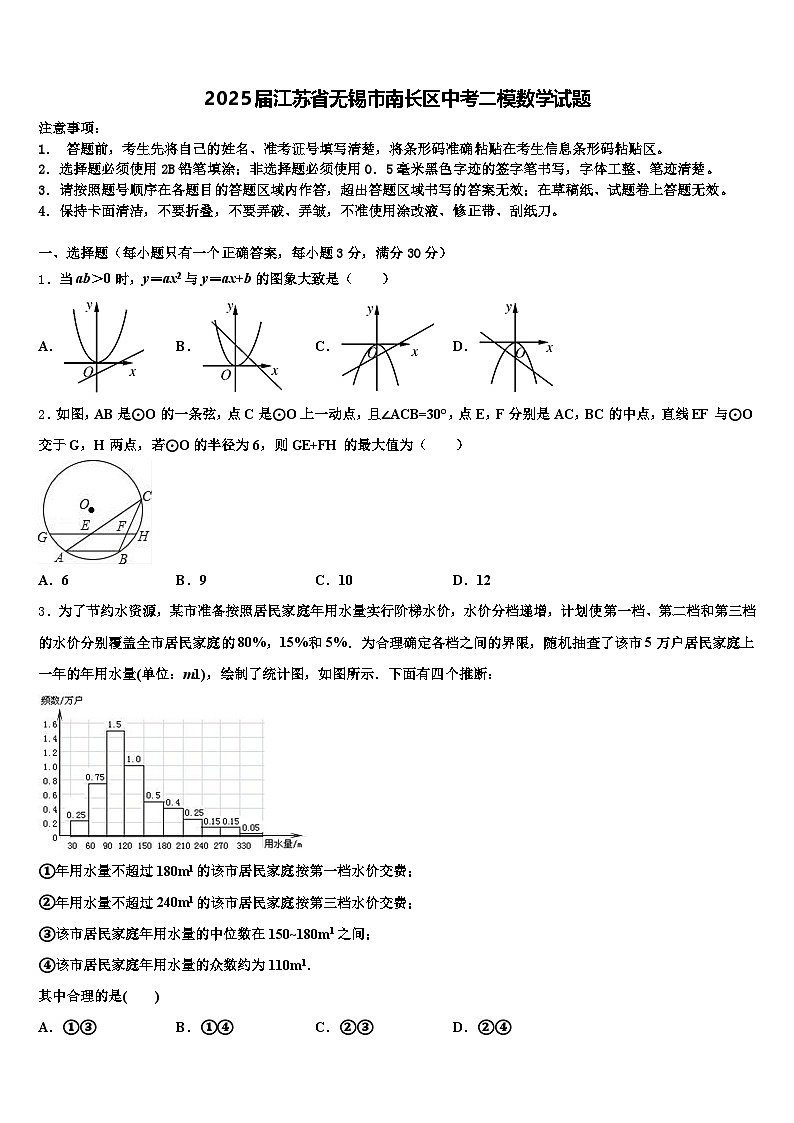 2025届江苏省无锡市南长区中考二模数学试题含解析第1页