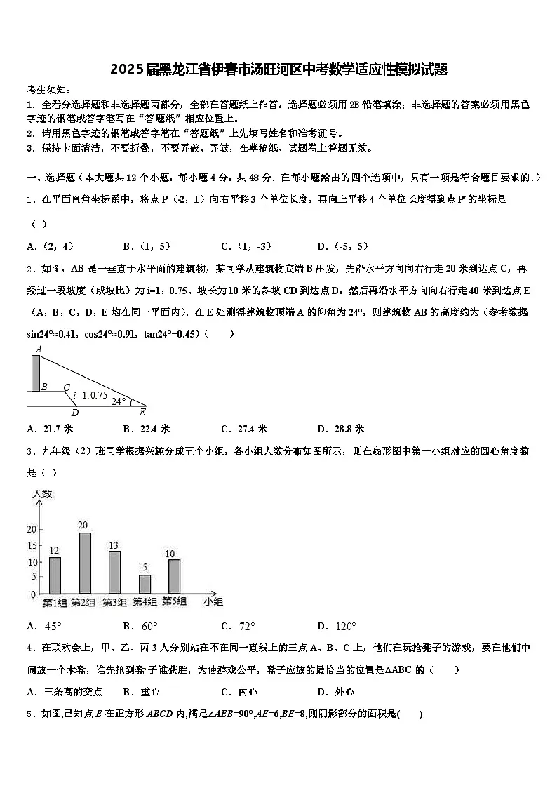 2025届黑龙江省伊春市汤旺河区中考数学适应性模拟试题含解析第1页