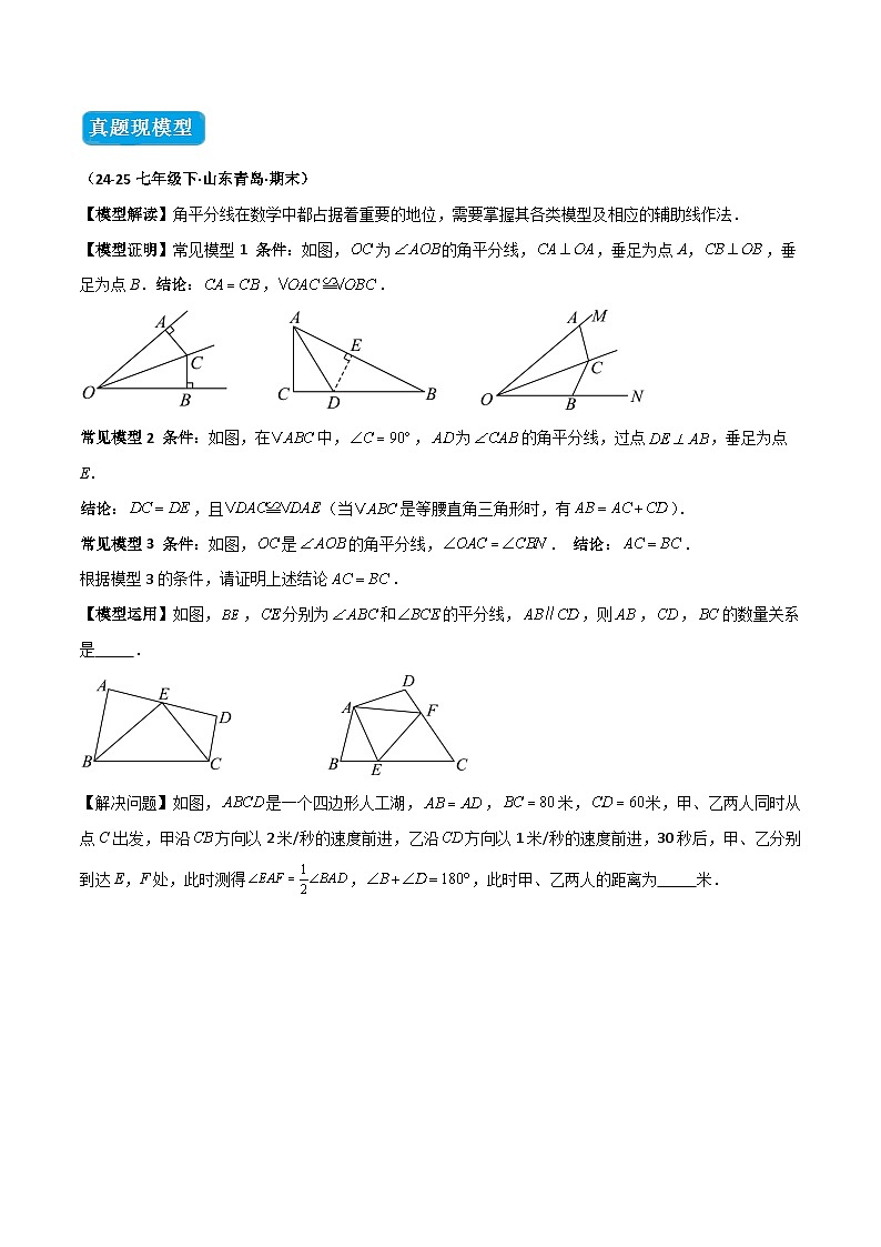 专题11 全等三角形模型之角平分线模型（全等）（几何模型讲义）数学人教版2024八年级上册（原卷版）第2页