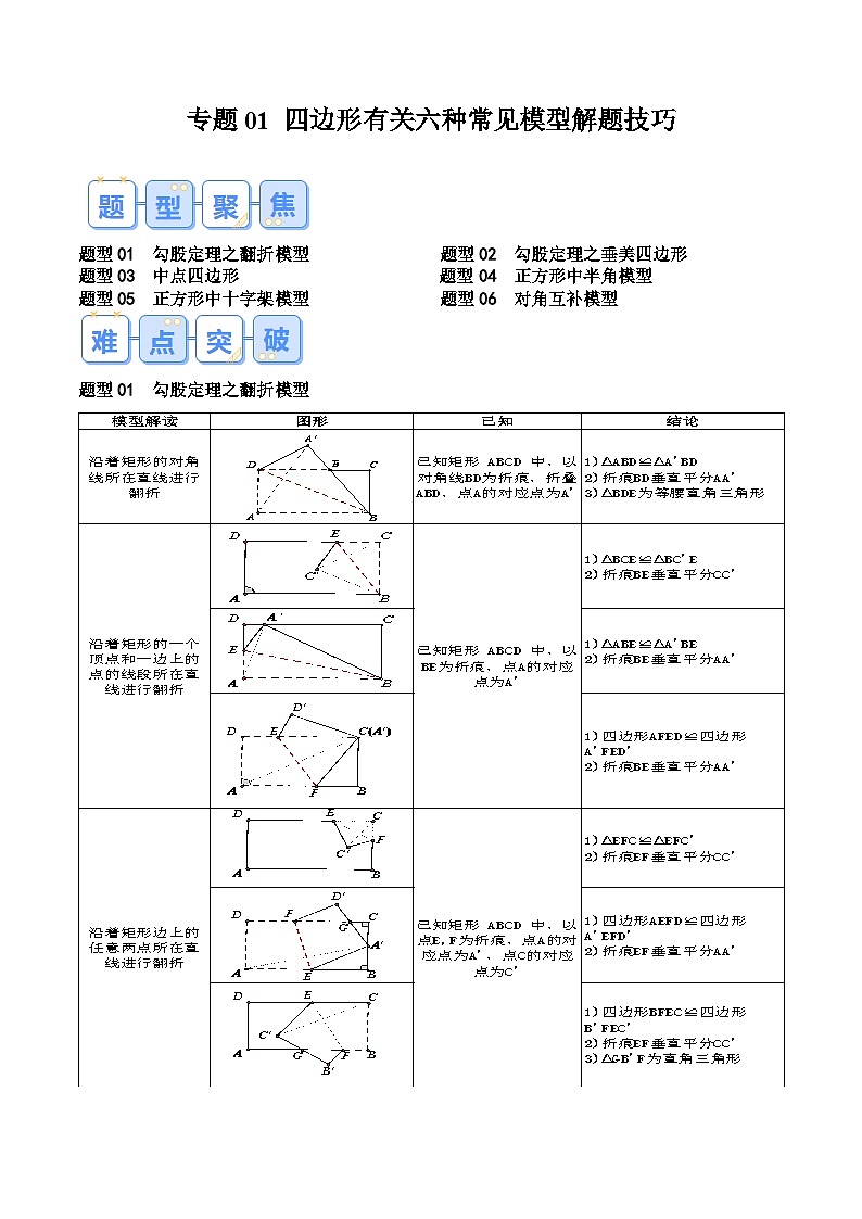 第1部分-复习-专题01 四边形有关六种常见模型解题技巧（教师版）-新九年级数学暑假衔接讲义（人教版）第1页