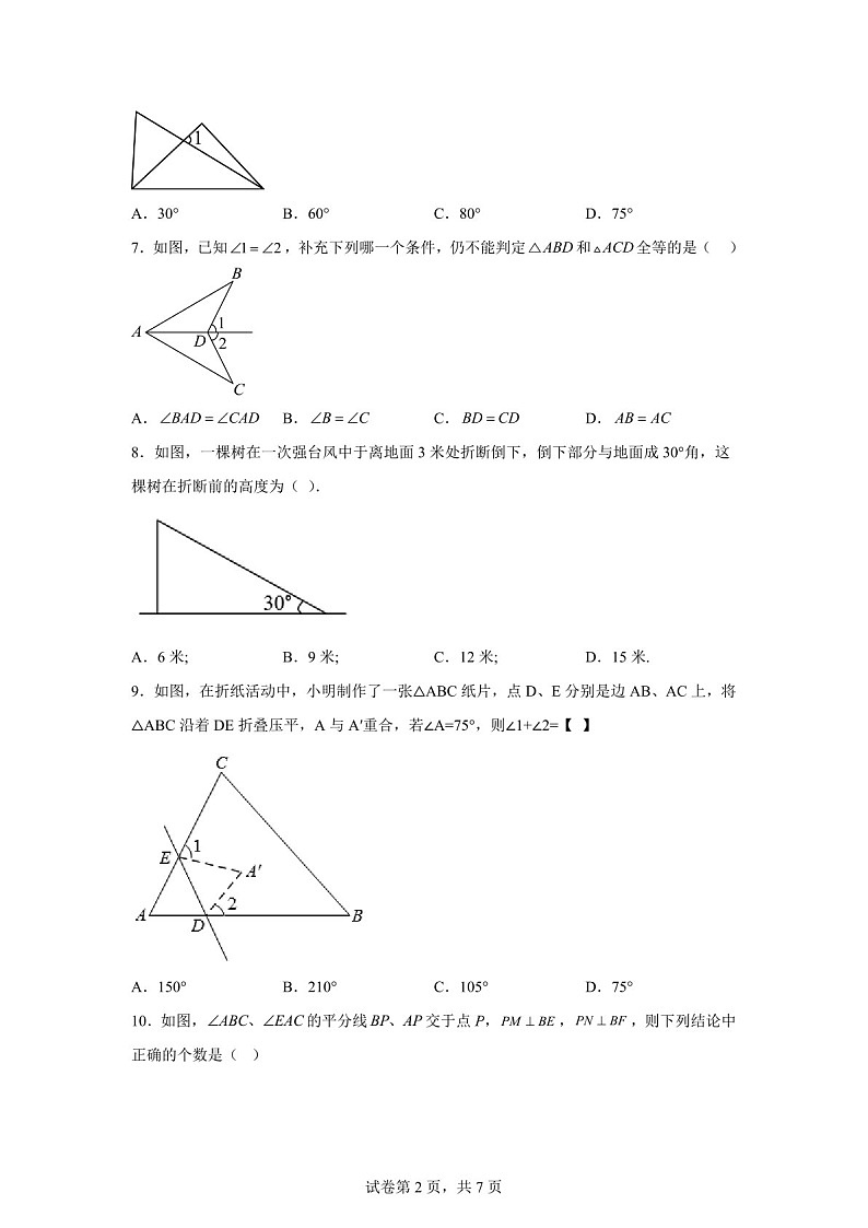广东省东莞市宏远外国语虎门外国语等校2024-2025学年上学期八年级期中考试数学试卷（含答案）第2页