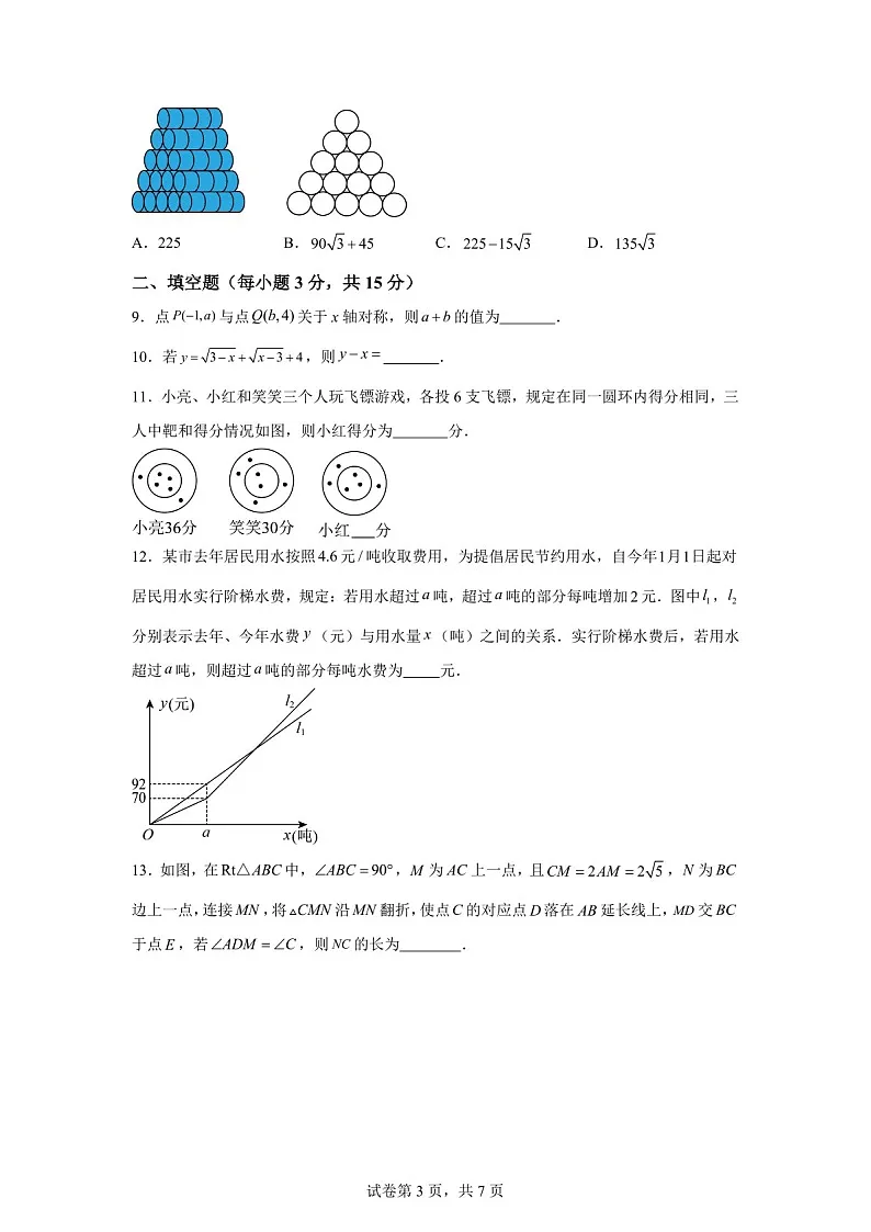 广东省深圳市宝安中学（集团）初中部2024-2025学年八年级上学期11月期中考试数学试题（含答案）第3页