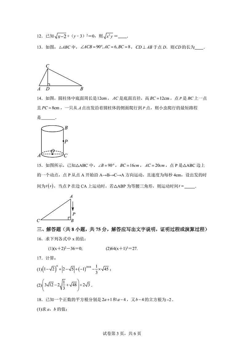 广东省佛山市佛山实验学校2024-2025学年八年级上学期第一次月考数学试题（含答案）第3页