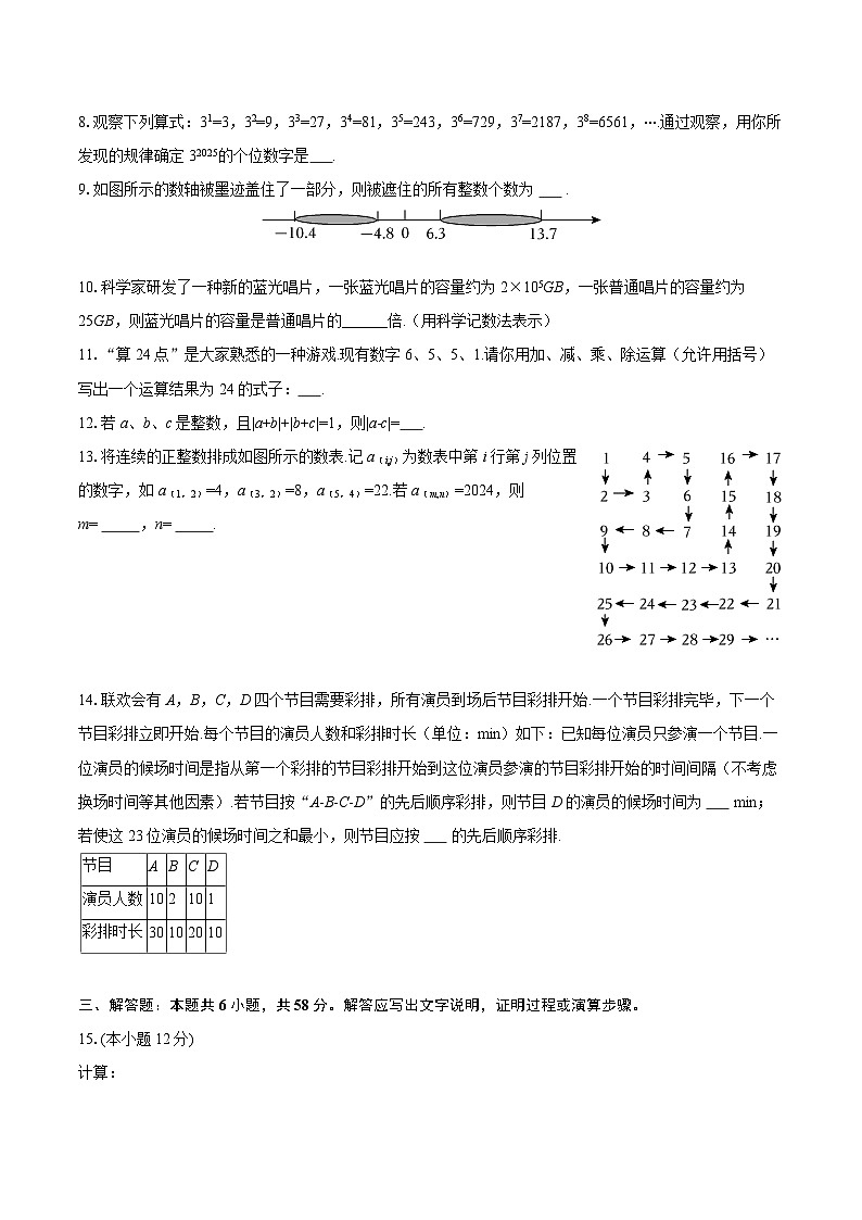 2025-2026学年江苏省南京市浦口区明道中学七年级（上）月考数学试卷（10月份）-自定义类型第2页