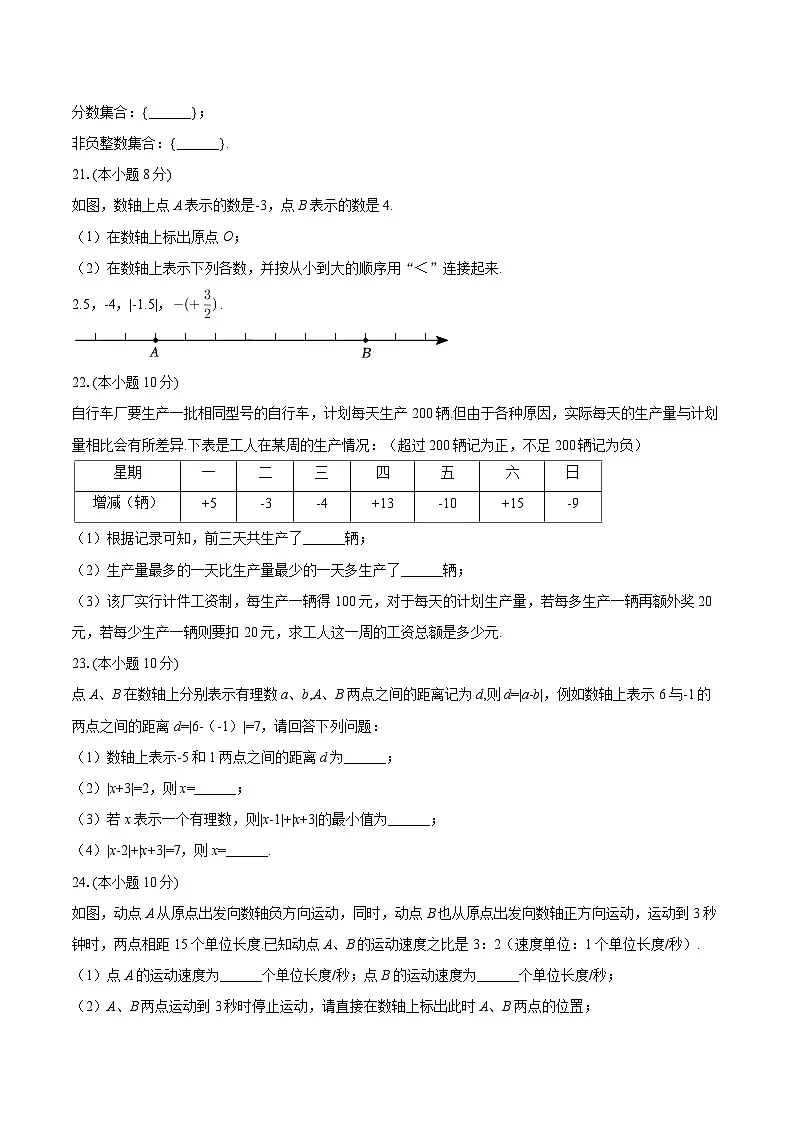 2025-2026学年江苏省徐州市树人中学七年级（上）月考数学试卷（10月份）-自定义类型第3页