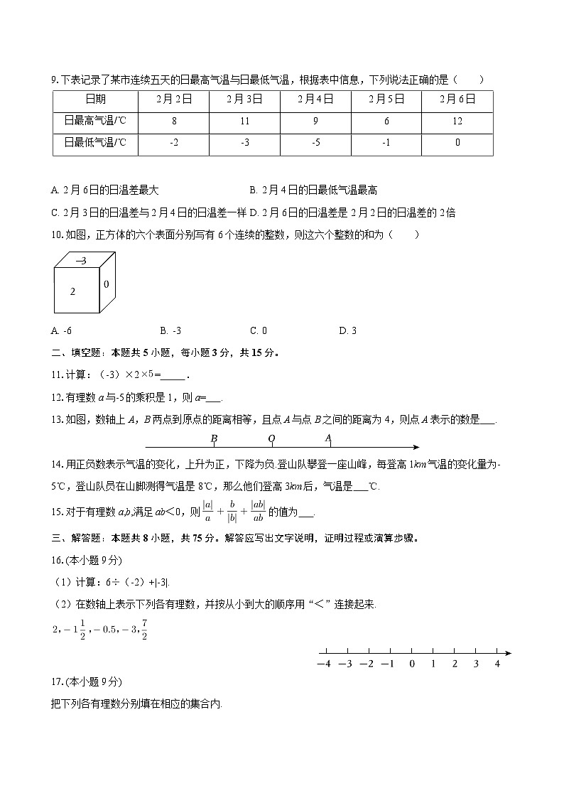 2025-2026学年山西省朔州市部分学校七年级（上）段考数学试卷（一）-自定义类型第2页