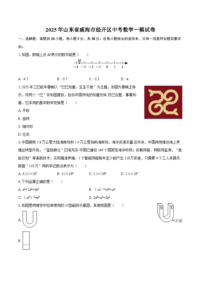 2025年山东省威海市经开区中考数学一模试卷-自定义类型第1页