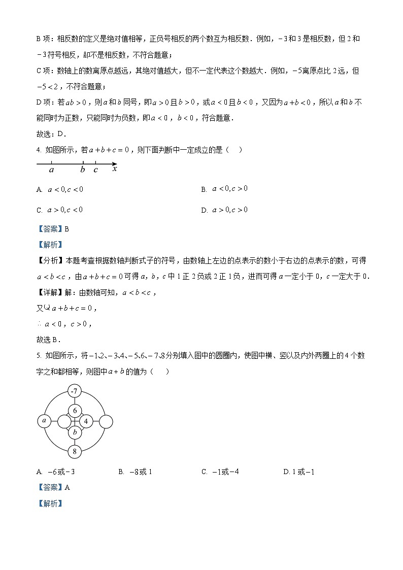 精品解析：重庆市第一中学校2025--2026学年上学期七年级数学9月月考试卷（解析版）第2页