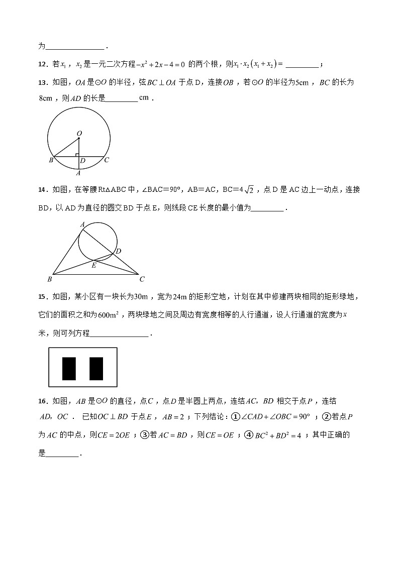 期中练习卷-2025-2026学年苏科版数学九年级上册第3页