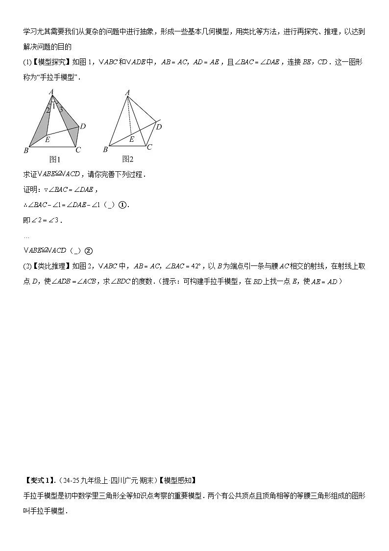 专题强化02：全等三角形的辅助线与模型 原卷版第3页