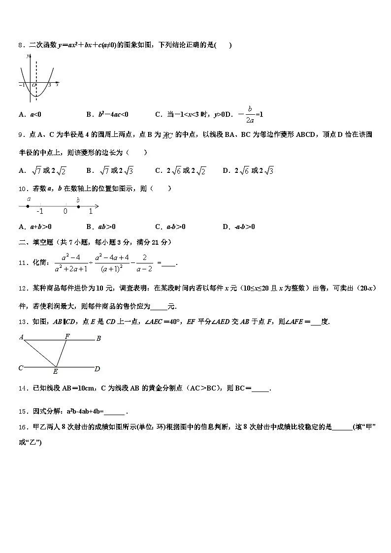 2025年赣州市宁都县中考四模数学试题含解析第2页