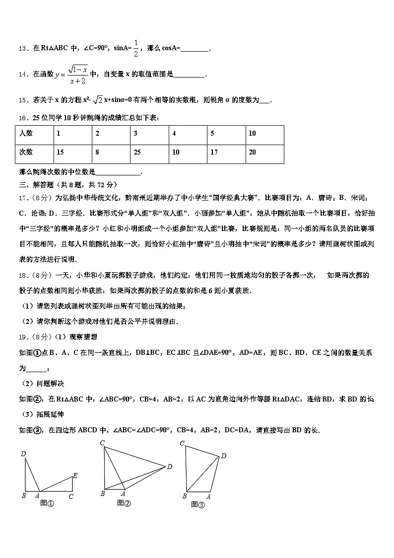 广东省佛山市禅城区2024-2025学年中考数学押题卷含解析第3页