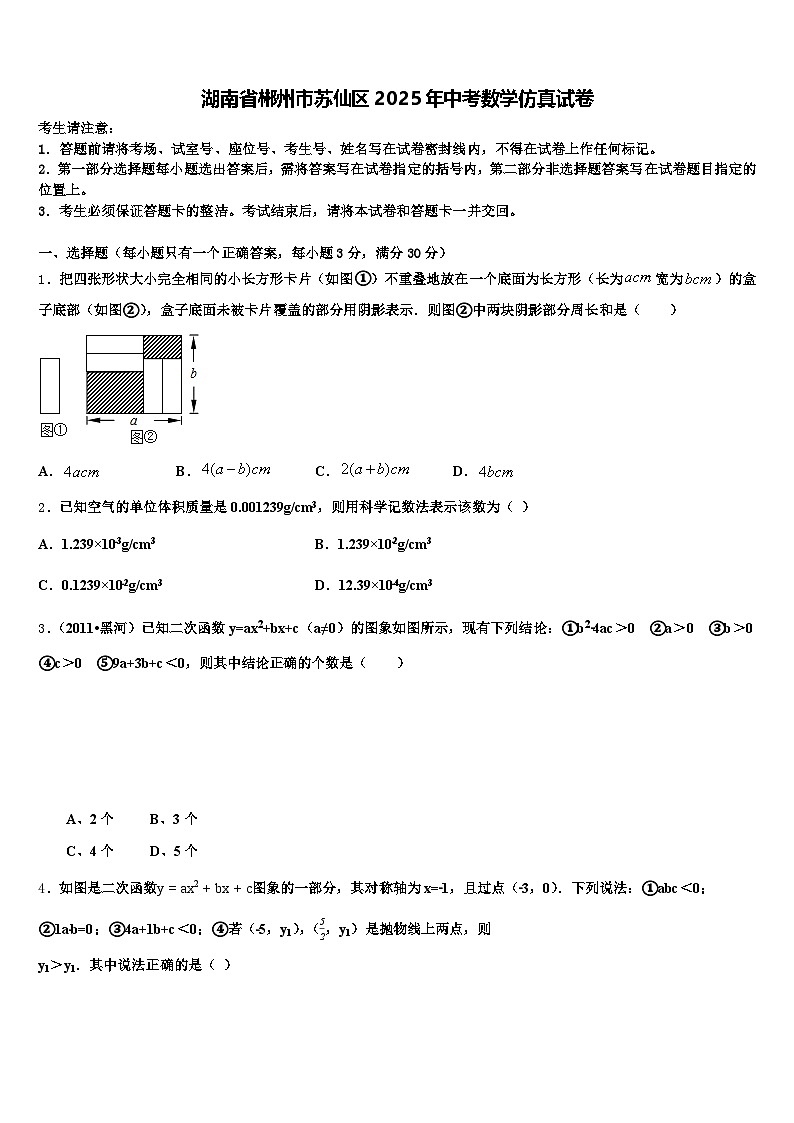 湖南省郴州市苏仙区2025年中考数学仿真试卷含解析第1页