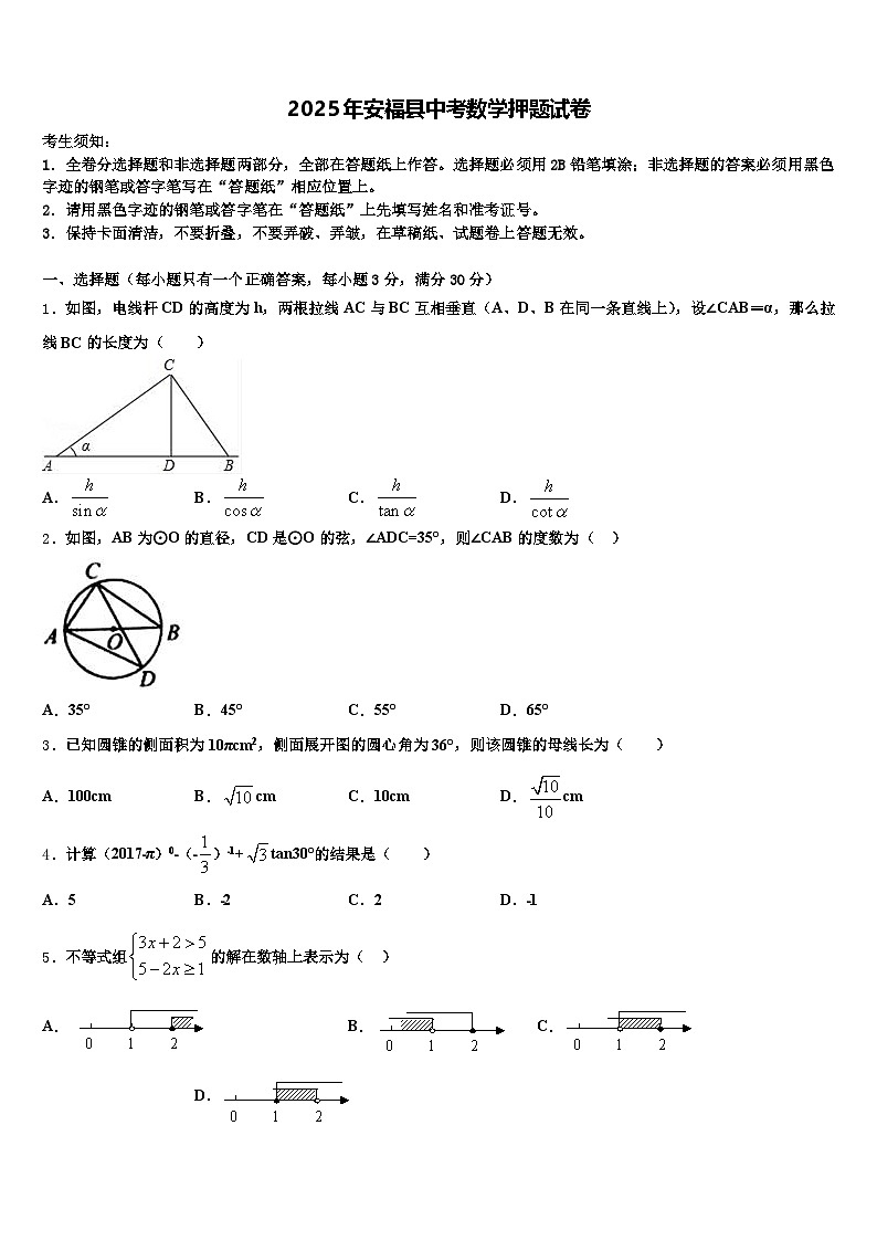 2025年安福县中考数学押题试卷含解析第1页