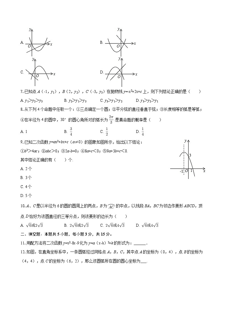 2025-2026学年浙江省杭州中学九年级（上）月考数学试卷（10月份）-自定义类型第2页