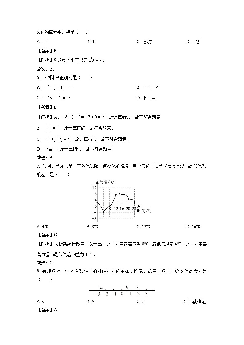浙江省温州名校2025-2026学年七年级上学期第1次月考数学试卷（解析版）第2页