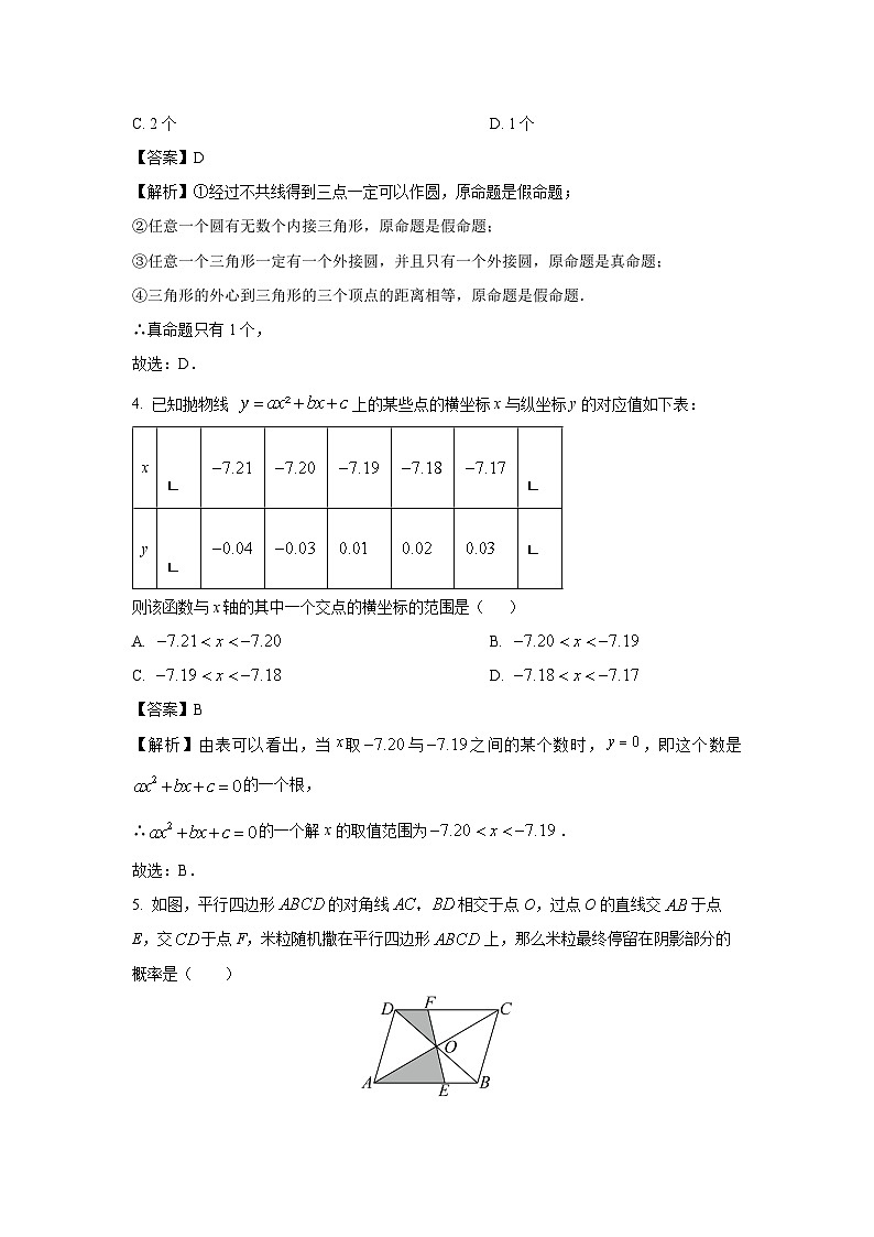 浙江省杭州市名校2025-2026学年九年级上册10月月考数学试卷（解析版）第2页