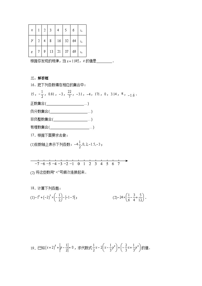 人教版（2024）七年级数学上册期中测试卷（含答案）第3页