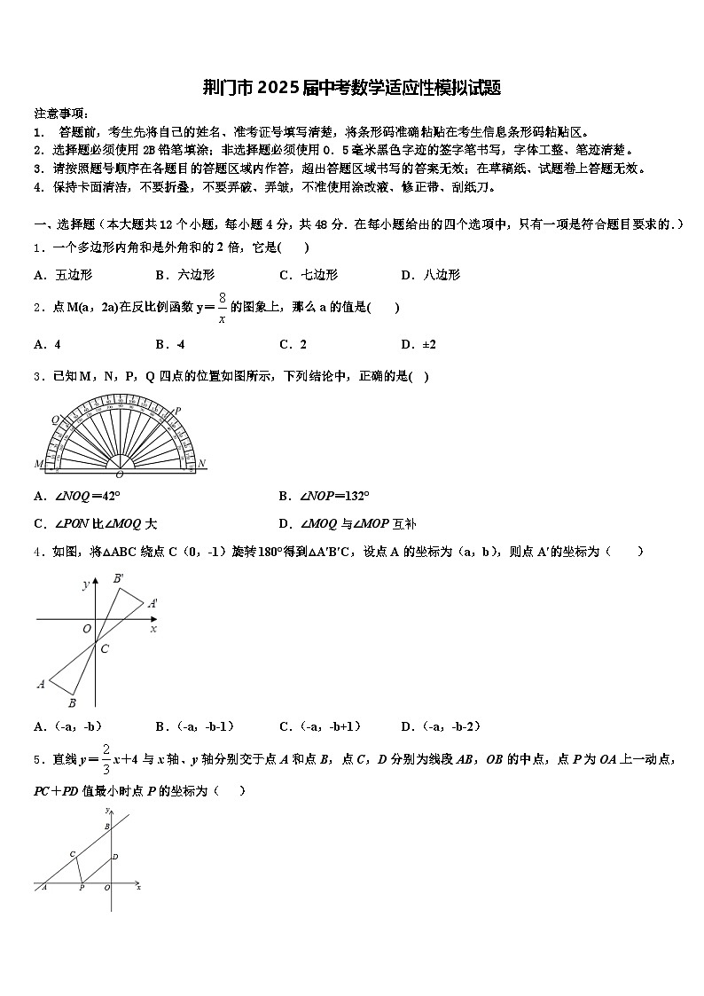 荆门市2025届中考数学适应性模拟试题含解析第1页