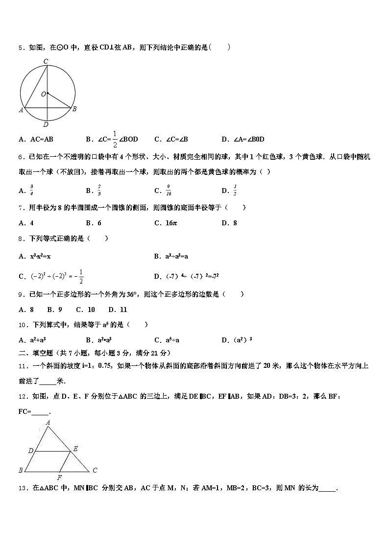 广东省潮州市2025届中考数学押题卷含解析第2页