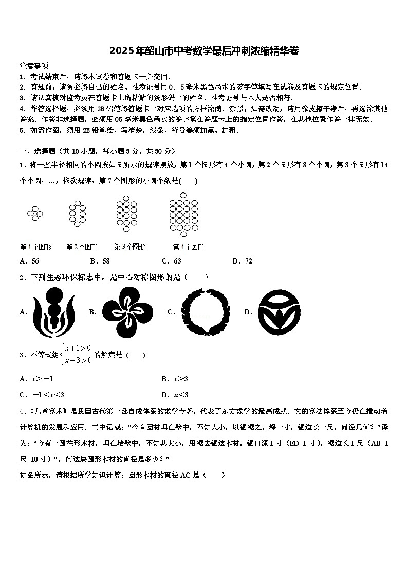 2025年韶山市中考数学最后冲刺浓缩精华卷含解析第1页