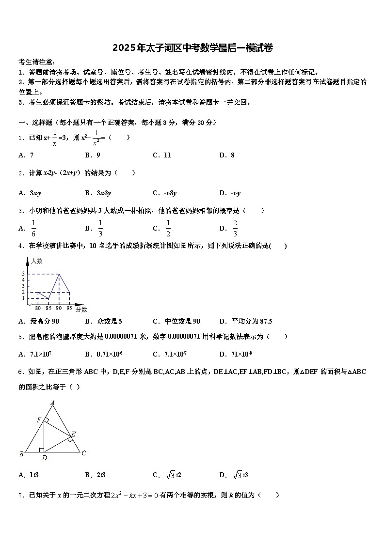 2025年太子河区中考数学最后一模试卷含解析第1页