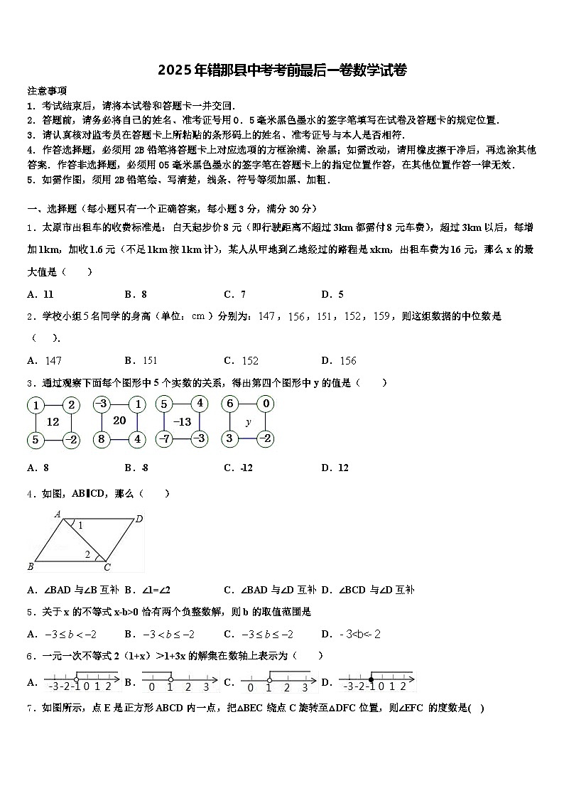 2025年错那县中考考前最后一卷数学试卷含解析第1页