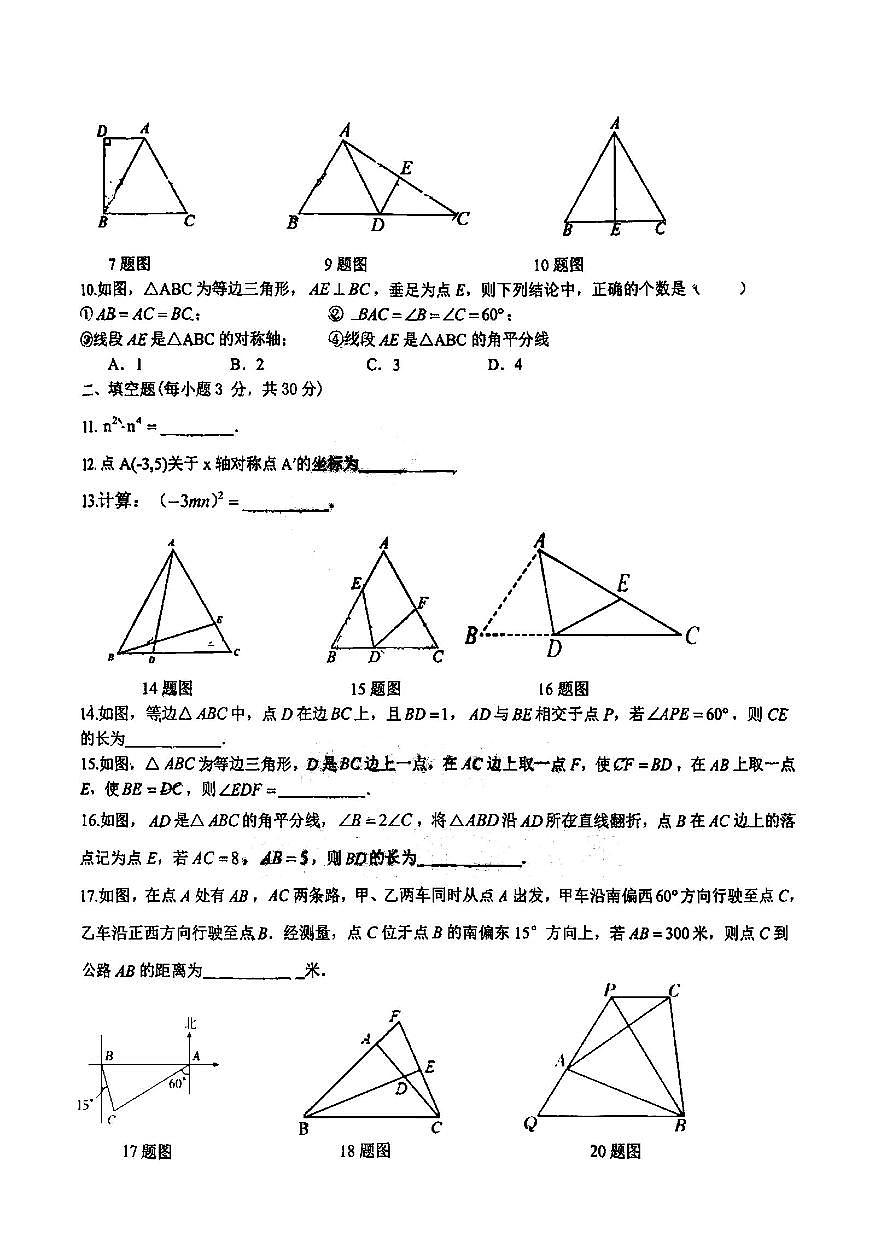 2025年哈尔滨市松雷中学八年级（上）数学期中试题及答案第2页