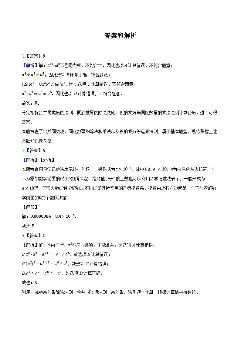 2.4整数指数幂 湘教版（2024）初中数学八年级上册同步练习（含详细答案解析）第3页