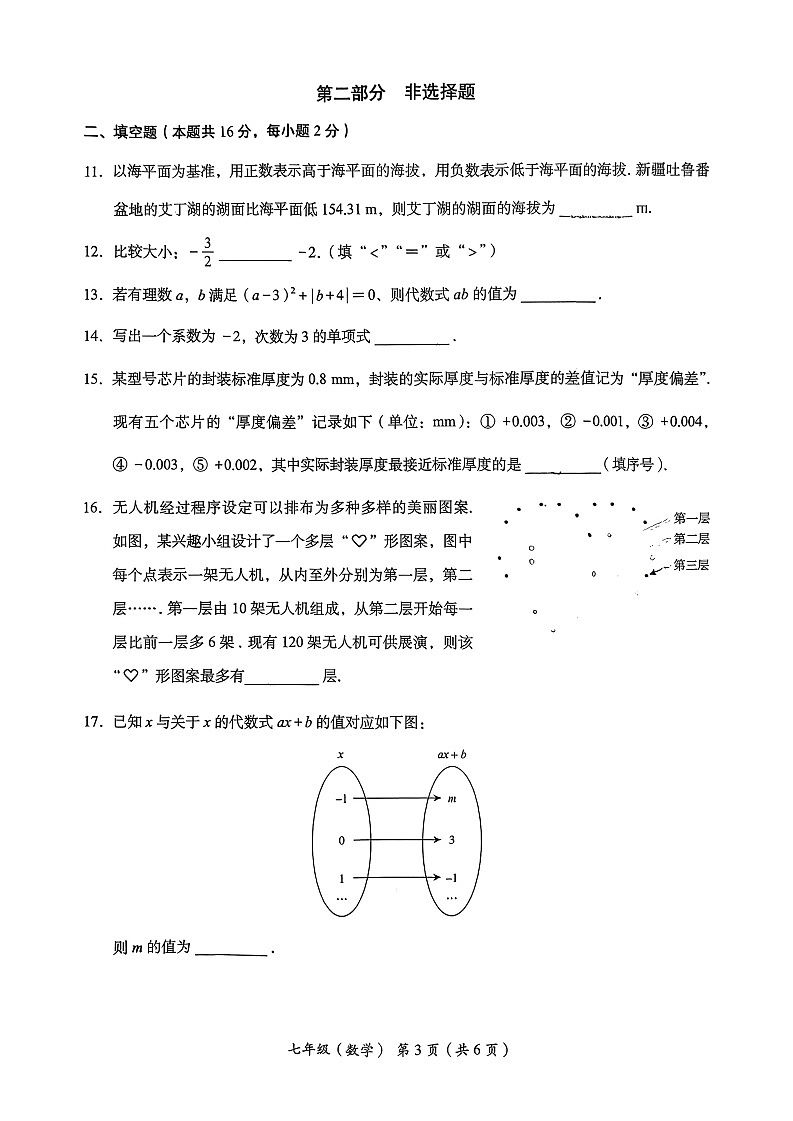 2025北京海淀初一上学期期中数学试卷和答案第3页