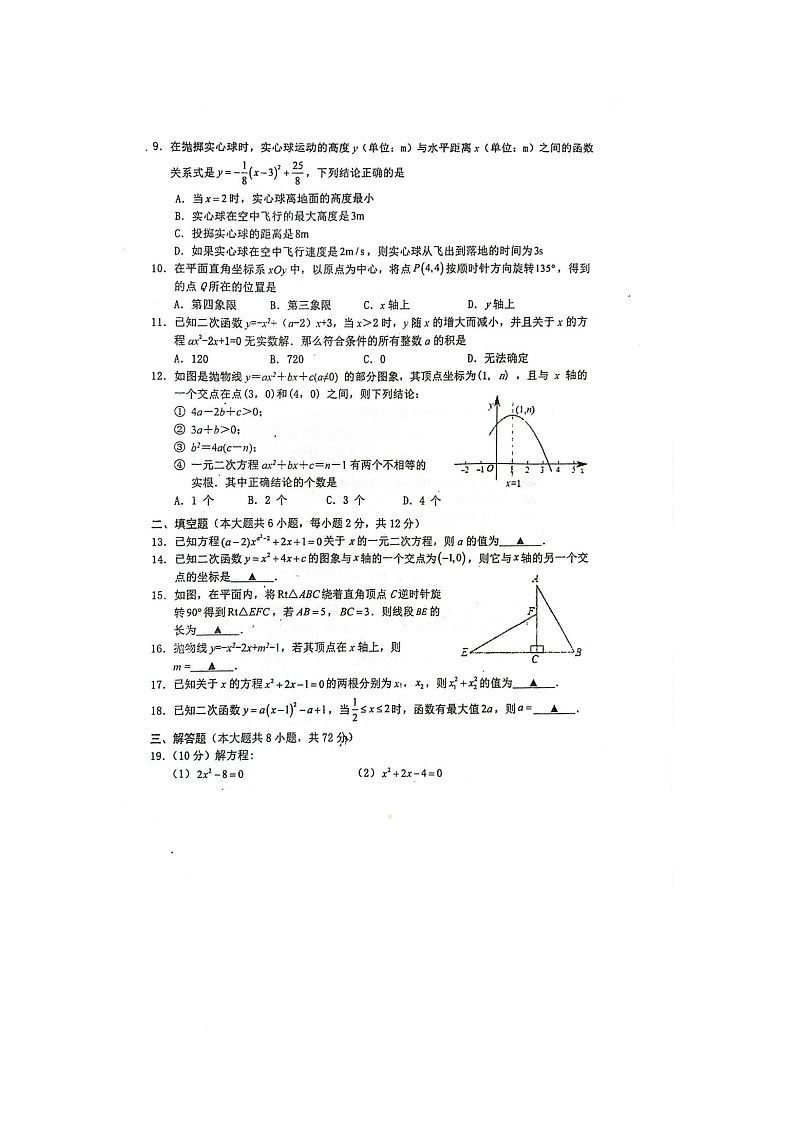 广西防城港市东兴市2024-2025学年上学期九年级期中考试数学试题第2页