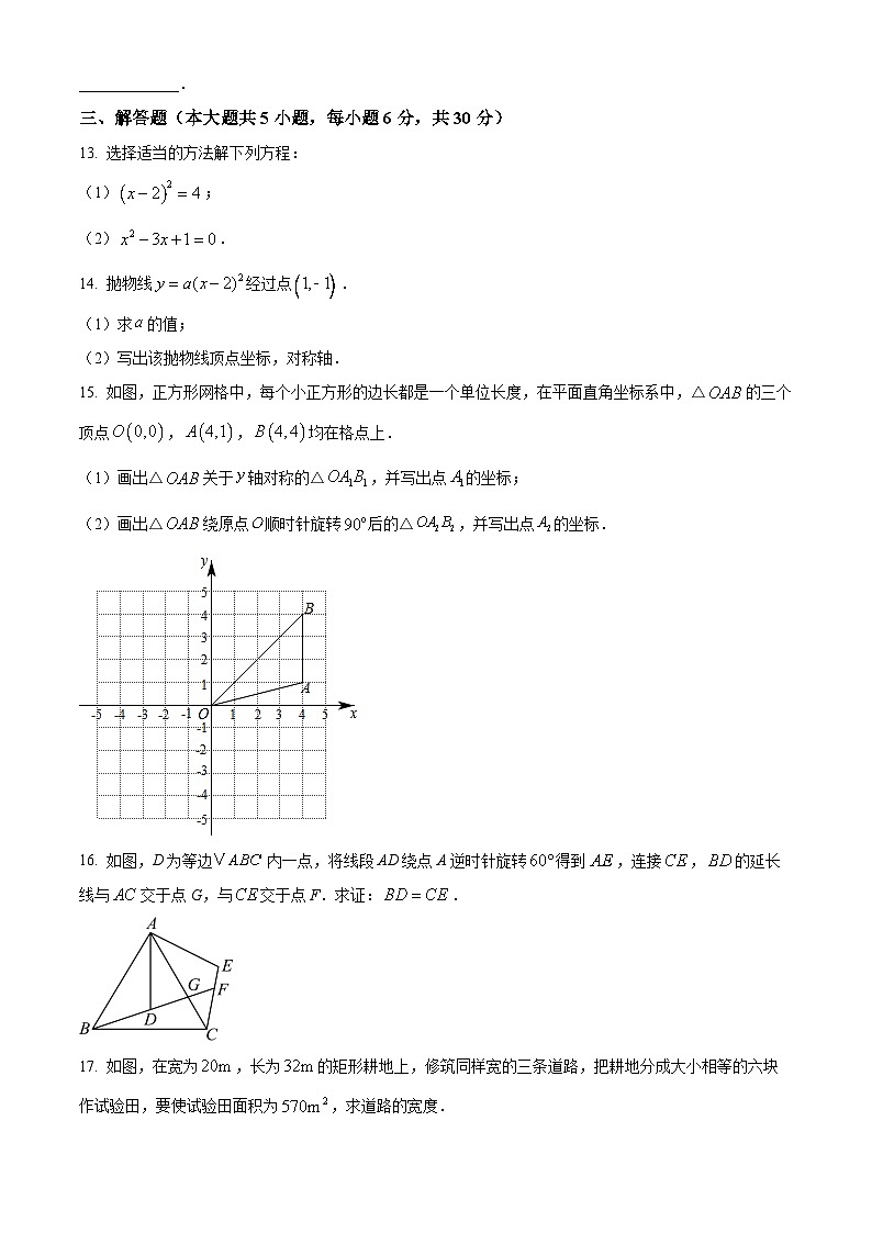 精品解析：江西省新余市第五中学2024-2025学年九年级上学期11月期中考试数学试题（原卷版）第3页