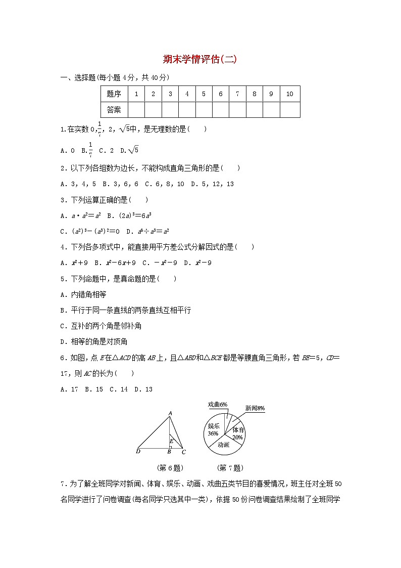 福建省2025八年级数学上学期期末学情评估试卷二（附解析华东师大版）第1页