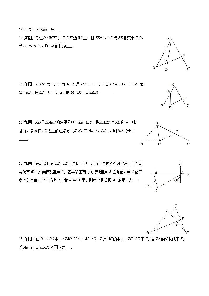 2025-2026学年黑龙江省哈尔滨市松雷中学八年级（上）期中数学试卷（五四学制）-自定义类型第3页