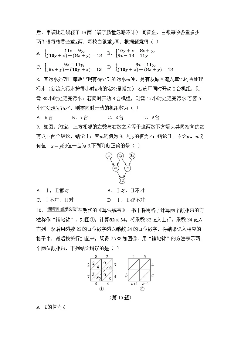 2026年华师大七年级数学下册第6章 一次方程组 综合素质评价卷（含答案）第2页