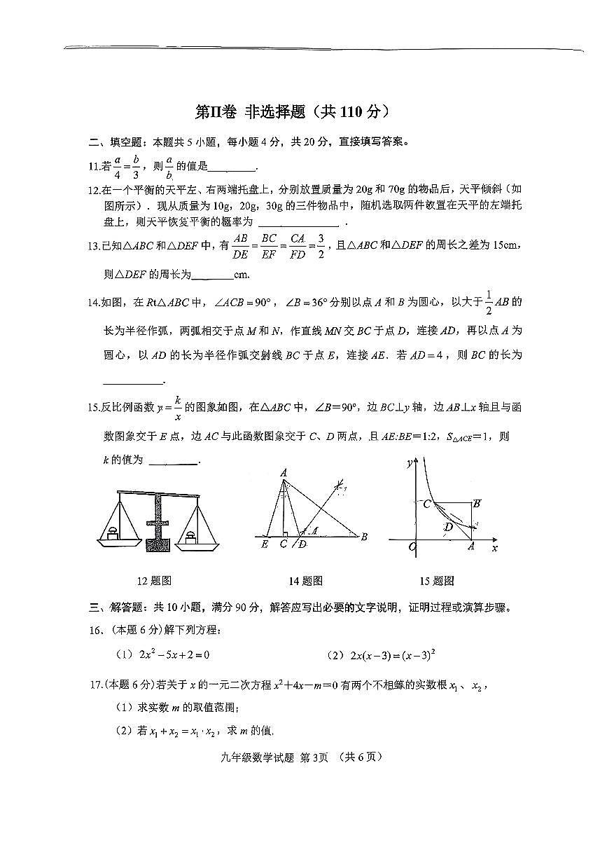 山东省济南市平阴县2025-2026学年九年级上学期数学期中考试第3页