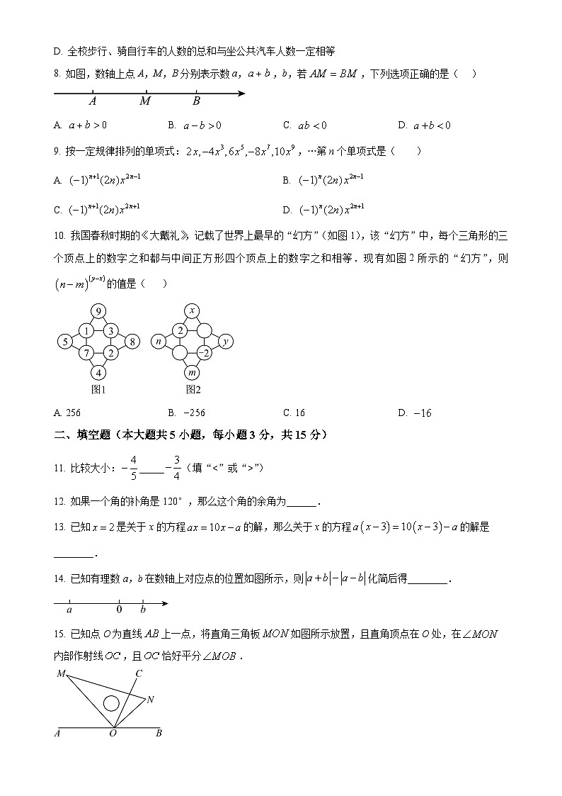 安徽省宣城市七年级上学期1月期末考试数学试题（原卷版）-A4第2页