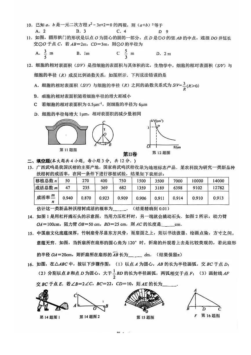 广西南宁市第二中学2025-2026学年九年级上学期11月数学期中试题第2页