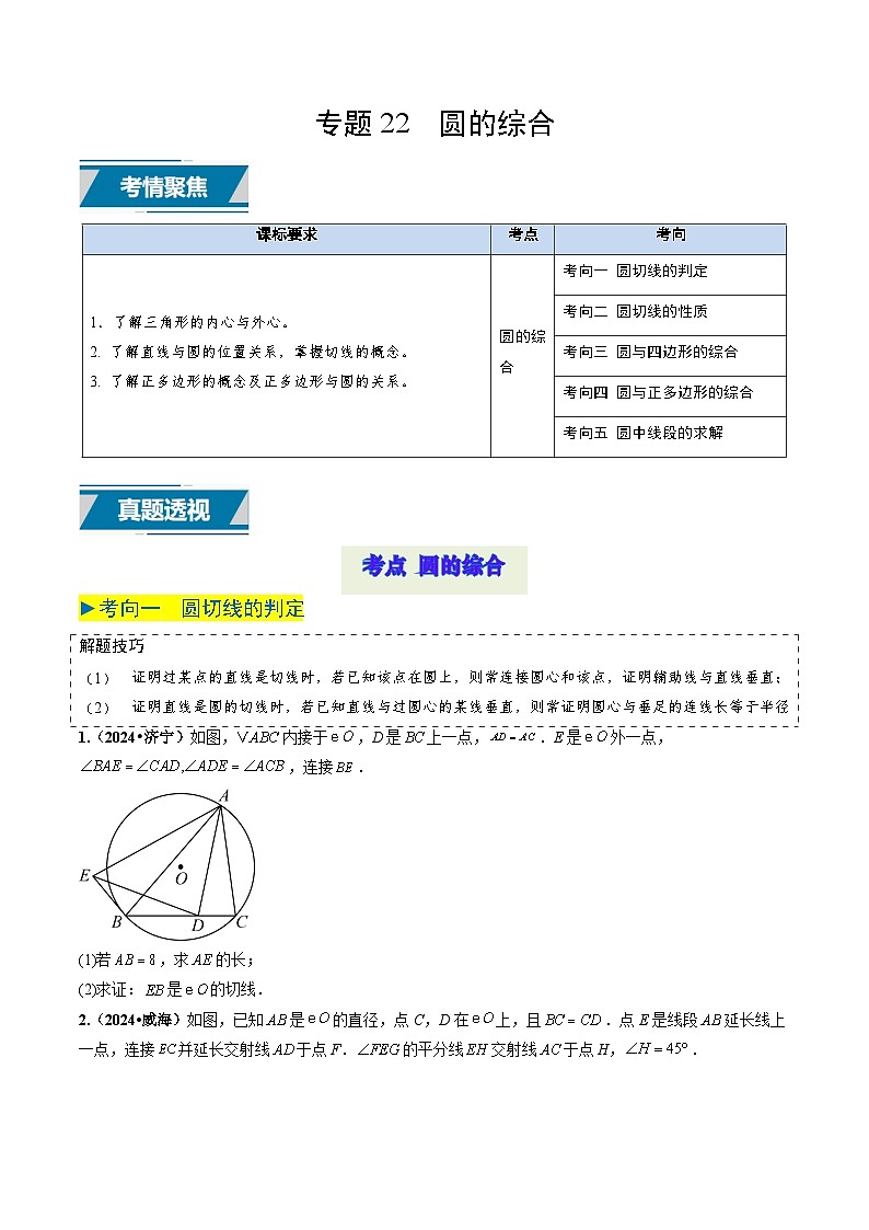 专题22 圆的综合（原卷版）第1页