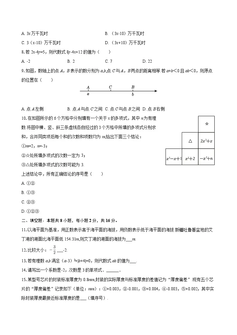 2025-2026学年北京市海淀区七年级（上）期中数学试卷-自定义类型第2页
