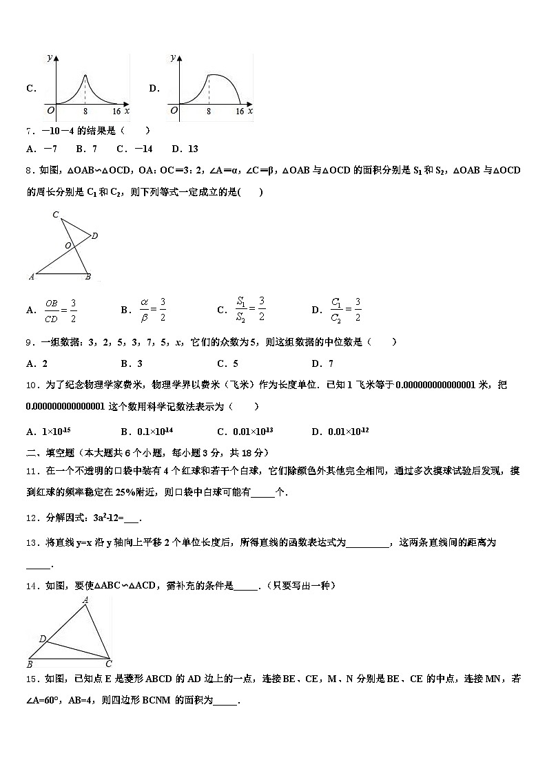 山东省烟台市福山区2024-2025学年中考四模数学试题含解析第3页