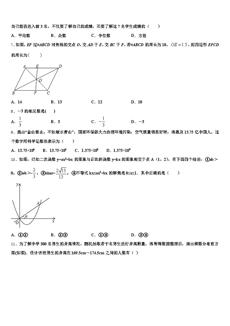 黑龙江省双鸭山市2025年中考五模数学试题含解析第2页