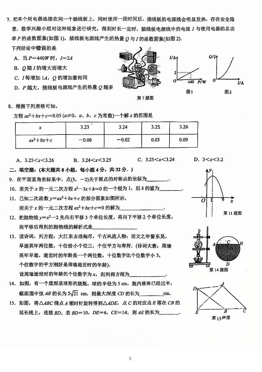 福建省厦门市思明区第五中学2025-2026学年上学期九年级数学期中考卷第2页
