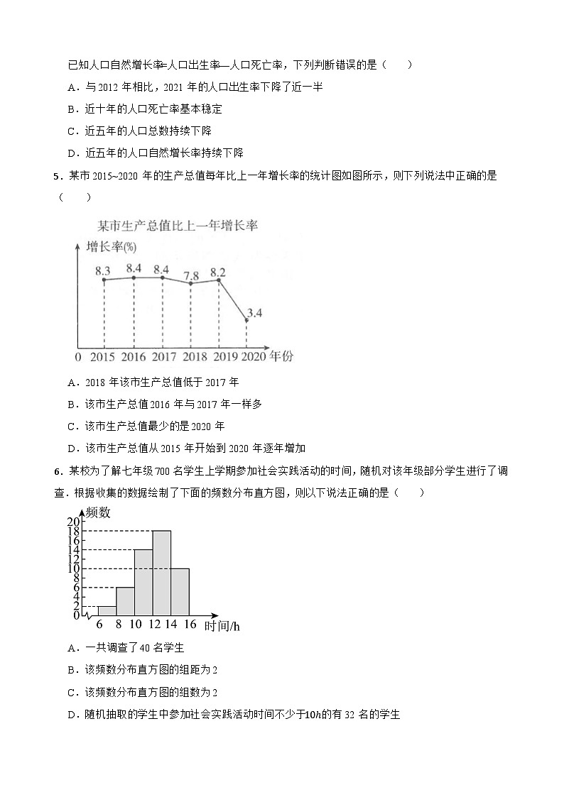 14.2数据的表示随堂练习  华东师大版数学八年级上册第2页